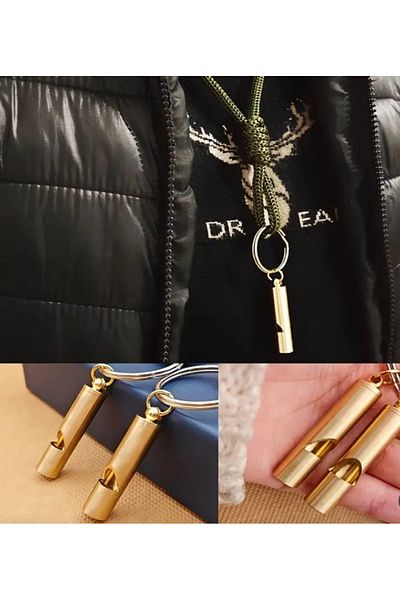 kho military design Khaki Rope Strap Brass Rescue Whistle