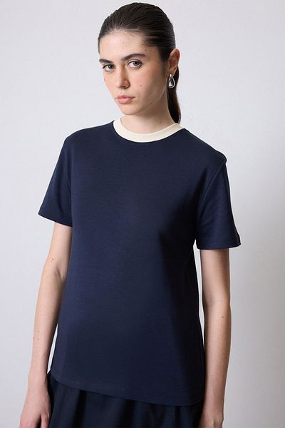 Touché Privé Ribbon Collar Short Sleeve T-Shirt