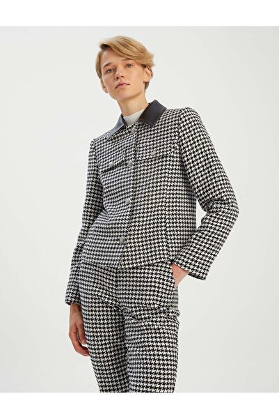 FEMİAS Premium Series Houndstooth Pattern Black Jacket