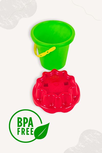 BubbyPlay Big Summer Beach Bucket Set Bucket, Shovel, Rake, Mixed 1 Sand Mold Mixed Color