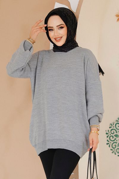Neva Style سترة حجاب رمادية تونيك 17201gr