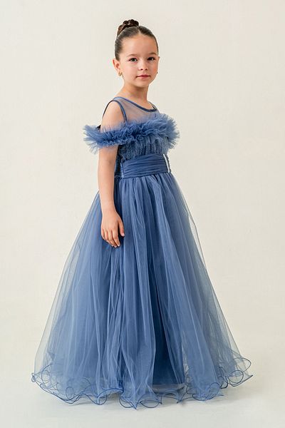 happyTekstil Girl's Tulle Evening Dress - Indigo