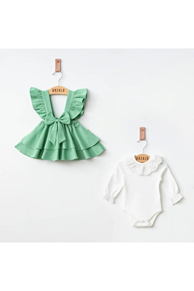 İnci Incibaby Bow 100% Cotton Premium Dress & Lace Snap Body Suit