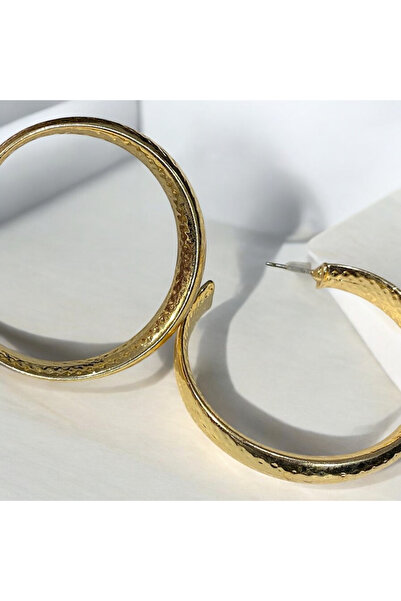 Pinart Gold Kalın Halka Şık Kadın Küpe PNRTB001293