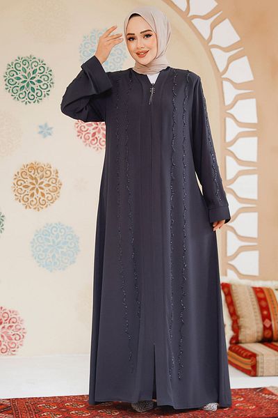 Neva Style Hijab cu mărgele afumată Ferace - 29113FU