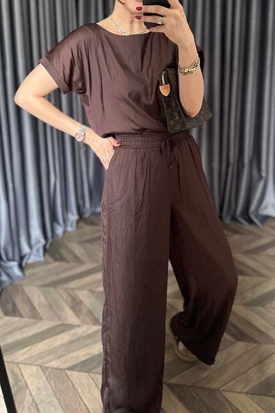 Suzi   Women's Dirty Fabric Blouse and Pantalon Set 4S203
