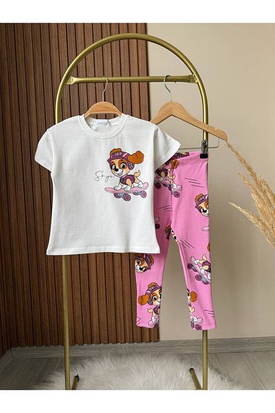 Bloom Bbk-313 Pink and White Leggings Suit