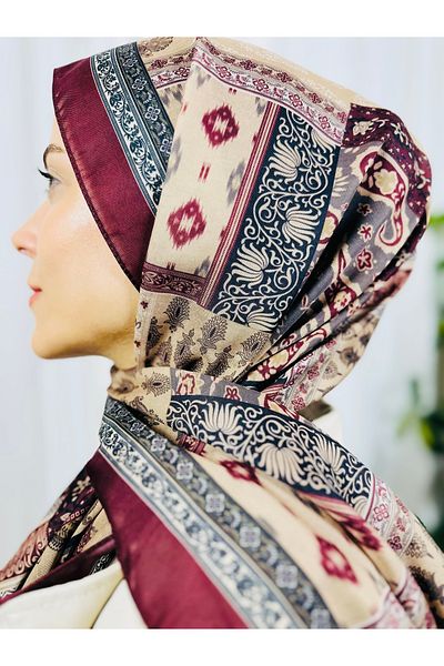 kubbe Premium Square Retro Pattern Soft Cotton Shawl - Capture a Peaceful and Stylish Style with Ethnic Pattern