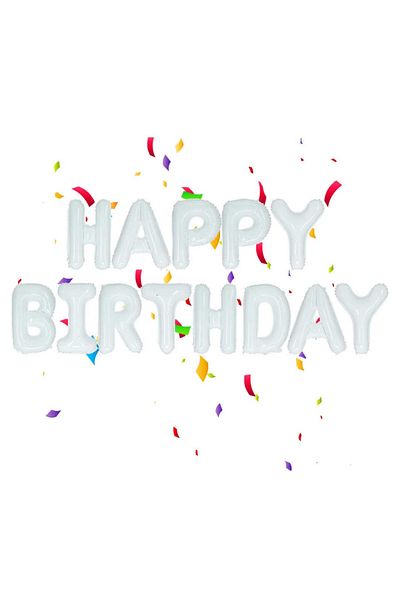 party world White Color Large Letter "Happy Birthday" Team Foil Balloon