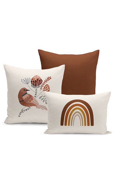 Bertille Home Set de 3 huse de pernă pentru pernă, cu imprimeu digital pe două fețe, seria Flower Spring (primăvară)