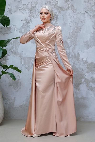 Neva Style فستان سهرة حجاب أسود مع كيب 43381BS