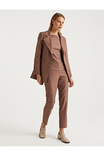 FEMİAS Premium Series Brown Chain Pocket Cutout Detailed Blazer