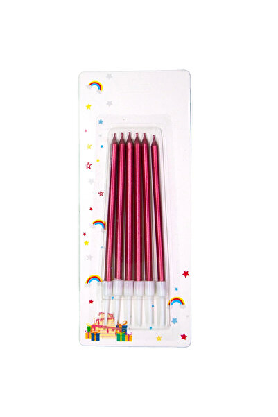 6'lı İnce Uzun Doğum Günü Pasta Mumu 13 cm (Gold / Gümüş / Kırmızı)