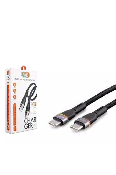 Subzero 60watt Type-c To Type-c Işıklı Örgülü Hızlı Şarj Kablosu