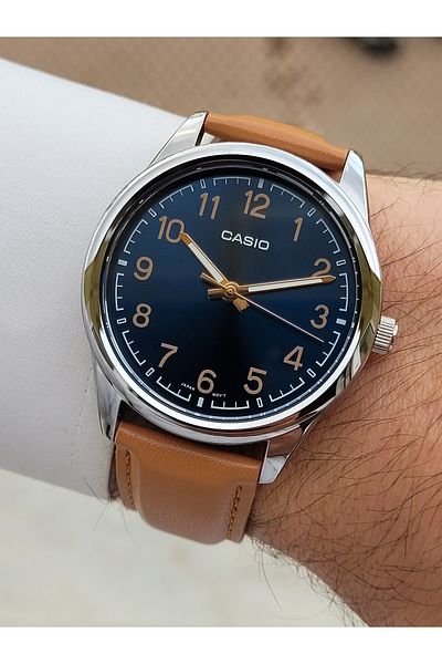 Casio Brand Steel Case, Leather Cord Earth Color Men Wristwatch