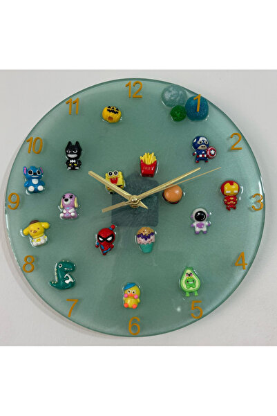 Pelince Çocuk Odası Duvar Saati - Epoksi Reçine - Yeşil - 30 cm