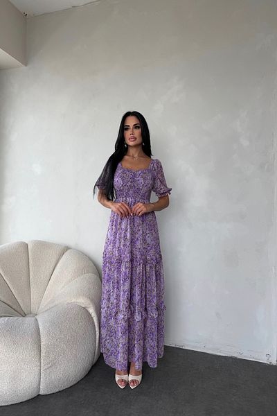 kamacibutik Square Neck Floral Pattern Dress