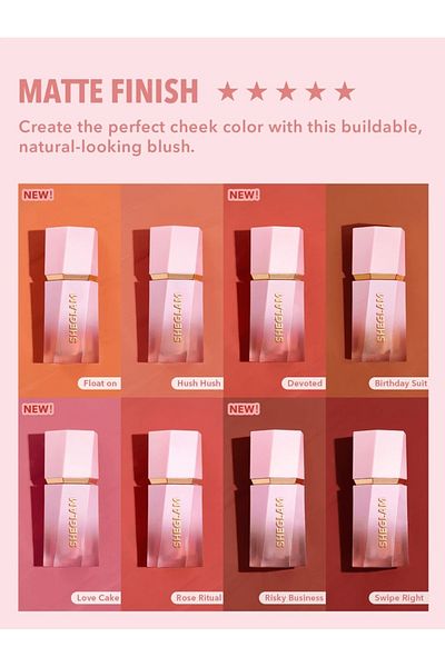 SHEGLAM Makeup - Liquid Blush Matte - Waterproof Gel-Cream Blush with Sponge
