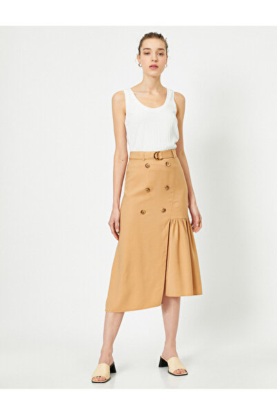 Koton Κανονική μίντι φούστα με κουμπιά μέσης