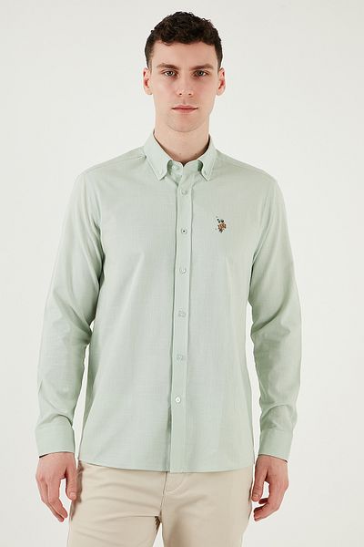 U.S. Polo Assn. Ανδρικό πουκάμισο με λογότυπο 100% πούλια κανονική εφαρμογή με κουμπιά G081GL 0042084002