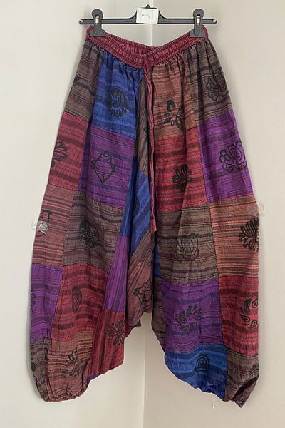 AYASOFYA OTANTIK Unisex Nepalese Burgundy Ethnic Authentic Patterned Shabby Hippie Bohemian Shalwar