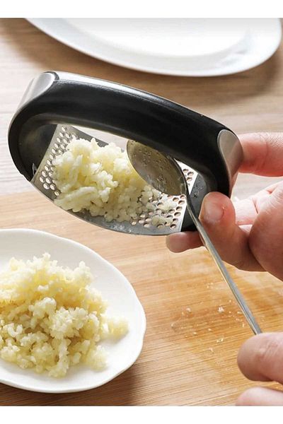 elfnur Luxury Garlic Crusher Stainless Steel with Handle