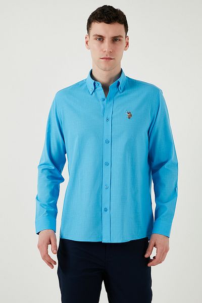 U.S. Polo Assn. Мъжка риза с яка с копчета и лого, 100% памук, стандартна кройка G081GL0042084002
