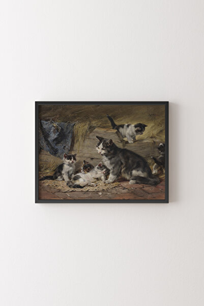 epiqart Kittens and Mother Cat - Black Frame