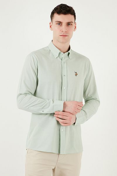 U.S. Polo Assn. Ανδρικό πουκάμισο με λογότυπο 100% πούλια κανονική εφαρμογή με κουμπιά G081GL 0042084002