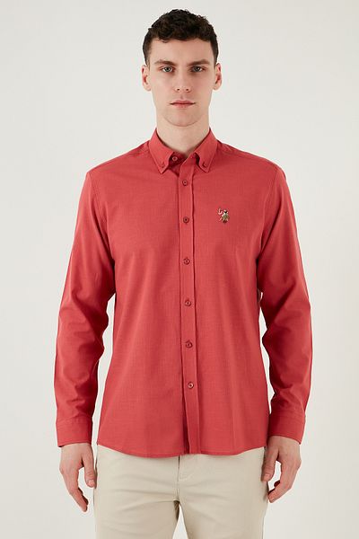 U.S. Polo Assn. 100% Pu Cotton Regular Fit Button Collar Logo Men's Shirt G081Gl 0042084002