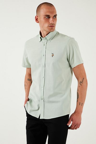 U.S. Polo Assn. ΒΑΣΗ. Πόλο 100% βαμβακερό κανονικό γιακά με κουμπιά πουκάμισο με λογότυπο Ανδρικό πουκάμισο G081GL 0042083854