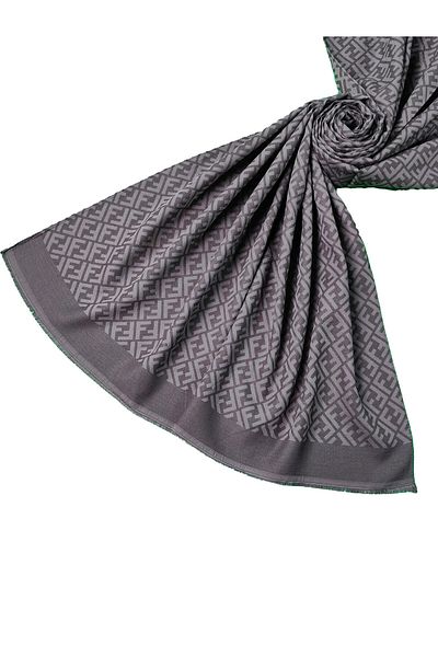 mim eşarp Işıl İpek - Cotton Jacquard F Pattern Shawl 75X190 cm
