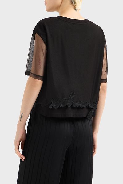 Armani Exchange Armani Exchage 100% bumbac, cu croială normală, cu detaliu din tul, tricou crop tricou XW 000541   AF10359 UC001