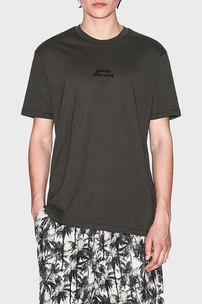 Armani Exchange Armani Exchage 100% βαμβακερό κανονικό μπλουζάκι με λογότυπο με λαιμόκοψη Ανδρικό T SHIRT XM 000761   AF12308 U