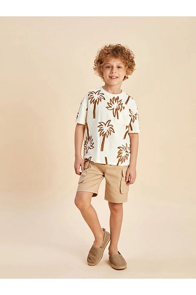 LC Waikiki Pantaloni scurți pentru băiat LCW Kids Bej cu talie elastică din Gabardine