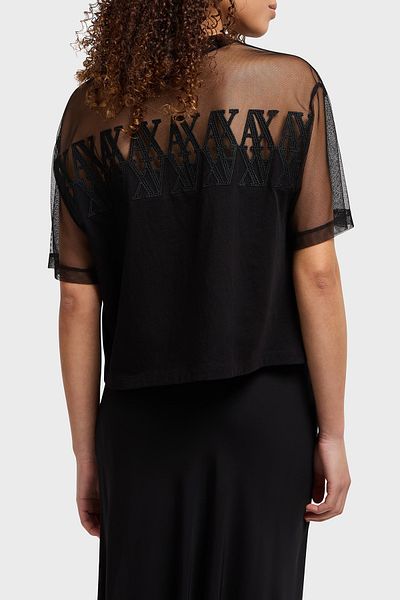 Armani Exchange تي شيرت أرماني إكستشينج 100% قطن بقصة مقصوصة ومفصل من التول XW 000516   AF10359 UC001