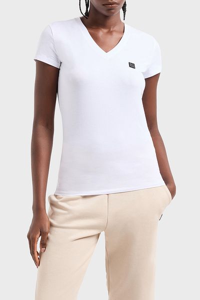 Armani Exchange Armani Exchage 100% Cotton Slim Fit V-Neck Logo t Shirt t Shirt Xw 000105   Af11929 U0002