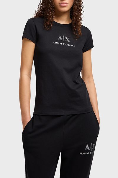 Armani Exchange تي شيرت أرماني إكستشينج ستون 100% قطن بقصة ضيقة وياقة دائرية XW 000386   AF10354 UC001