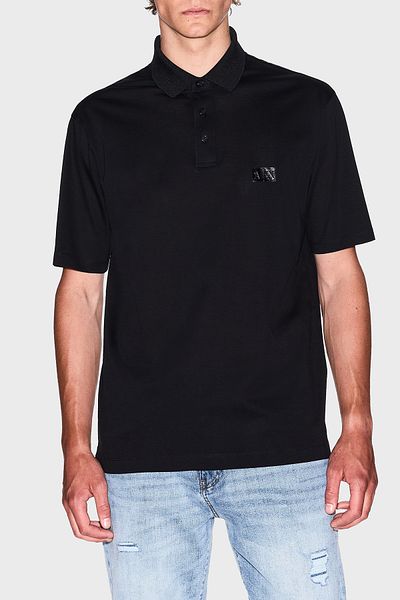 Armani Exchange Βαμβακερό κανονικό μπλουζάκι με κουμπιά γιακά πόλο Ανδρικό μπλουζάκι με λαιμόκοψη XM 000484   AF103