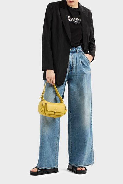 Armani Exchange Wide Leg High Waist Loose Wide Leg Pleated Jeans Jeans Pants Xw 000073   Af12851 Mb003