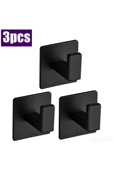 Choice Black-3pcs 4/1pcs Bathroom Adhesive Wall Black Robe Hooks Towel Hook C...