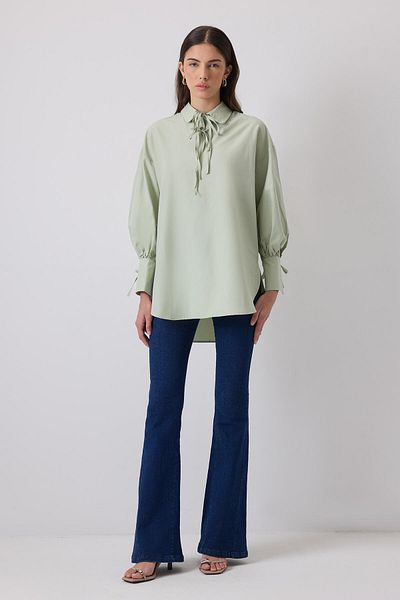 Touché Privé 100% Cotton Piping Shirt Collar Tunic