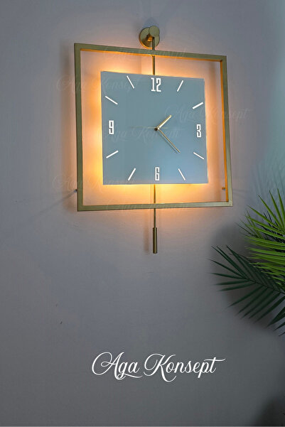 AGA KONSEPT Led'li Gold Quadro KARE Kristal Orta Boy, Modern Dekoratif Sarkaç...