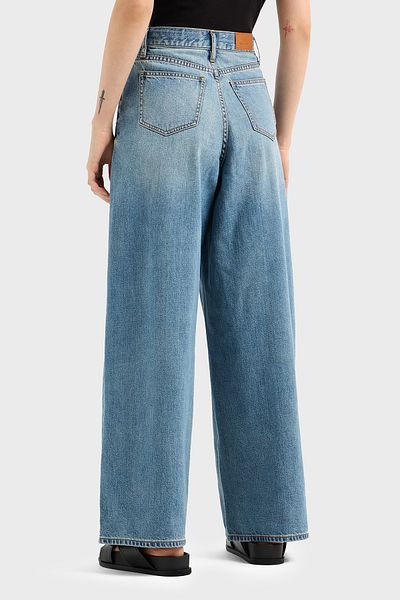 Armani Exchange Wide Leg High Waist Loose Wide Leg Pleated Jeans Jeans Pants Xw 000073   Af12851 Mb003