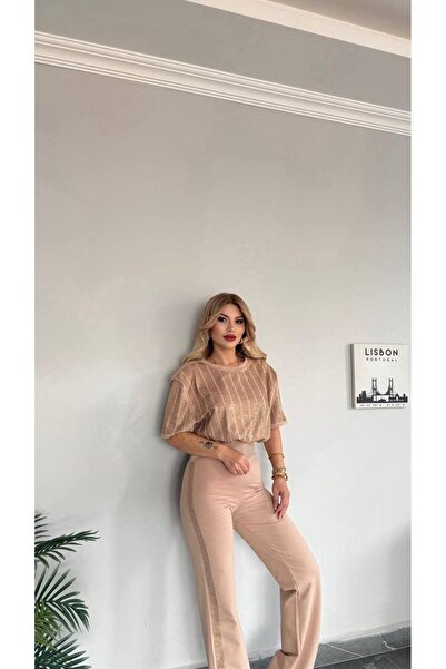 Bella Belluci Yeni Sezon Taş Şerit Detaylı Üst Bel Lastikli Alt Üst Takım