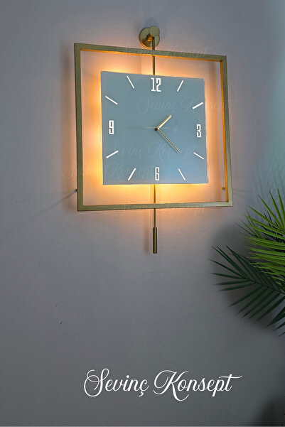 SEVİNÇ KONSEPT Led'li Gold Quadro KARE Kristal Orta Boy, Modern Dekoratif Sar...