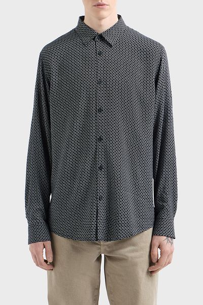 Armani Exchange Ανδρικό πουκάμισο με μακρυμάνικο μοτίβο με κανονική εφαρμογή XM000668 AF10253 FB007