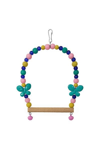 NEZADE STORE Budgie Swing with Butterfly and Bell Beads 9-12.5 cm