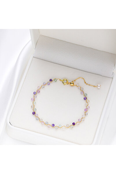 Choice سوار تورمالين من حجر الفلوريت الطبيعي 3 مم بطول 16-20 سم للنساء على ال...