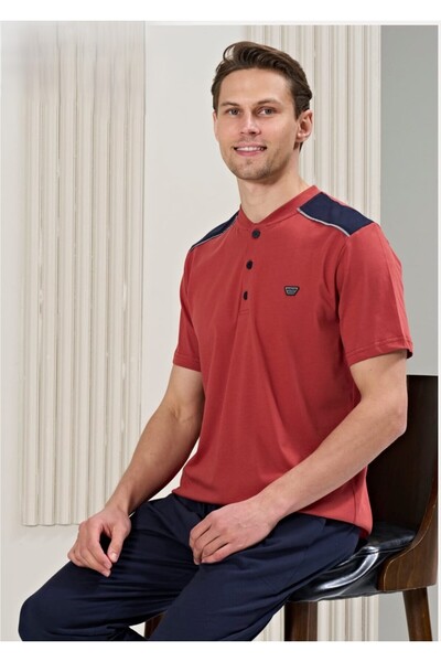 Over Sleep by Poleren Men's Tile Color Pajama Suit 1719